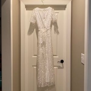 Baltic Born Marseille Embossed Maxi Dress, White, M, NWTs!